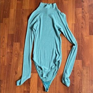 Green long sleeve free people body suit
